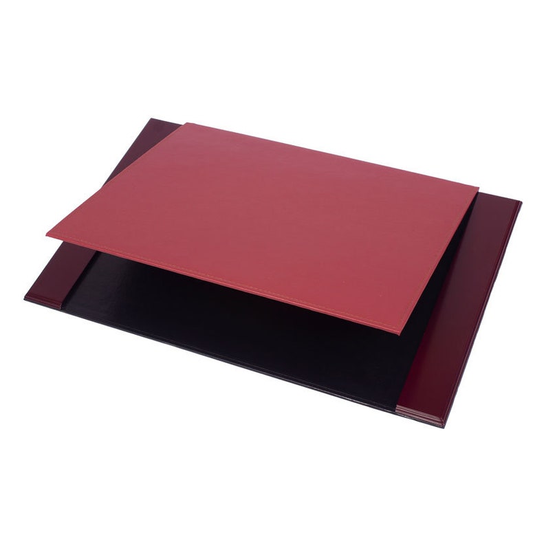 MOOG Leather Desk Pad | Prestige Desk Pad Mahogany Wood Combination | Desk Pad With Cover | Leather Moogdesk