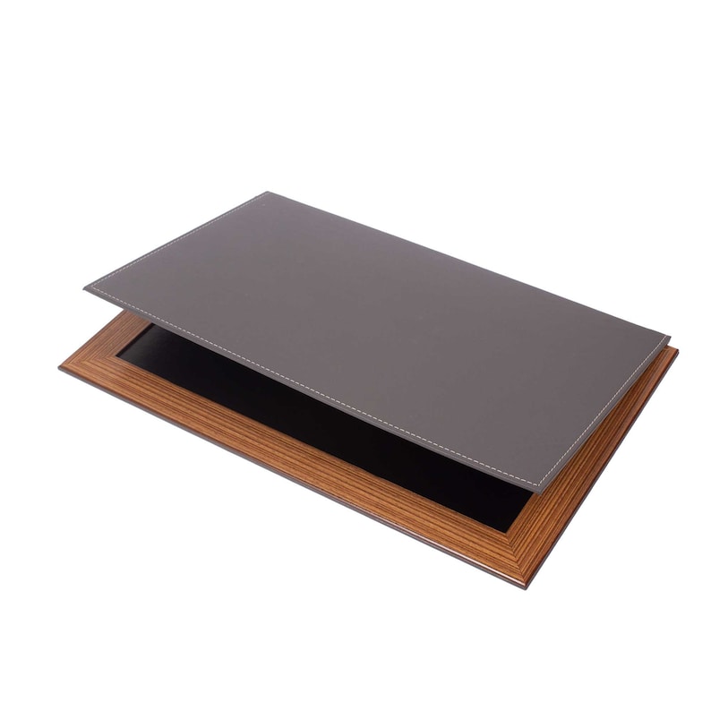 MOOG Leather Desk Pad With Wood Combination - White Leather Moogdesk
