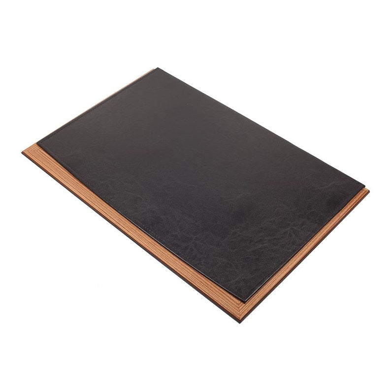 MOOG Leather Desk Pad With Wood Combination -Green Leather Moogdesk