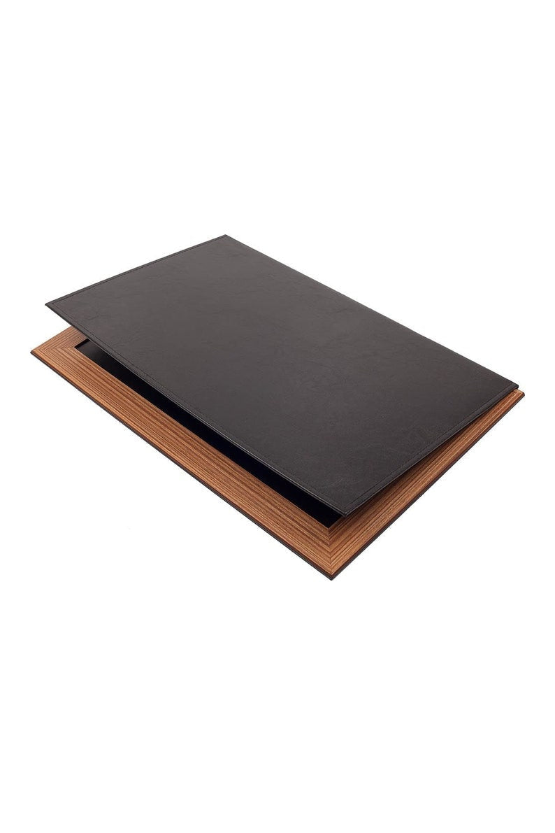 MOOG Star Leather Desk Set -Walnut Wood Combination -Double Document Tray - Green-11 PCS Moogdesk