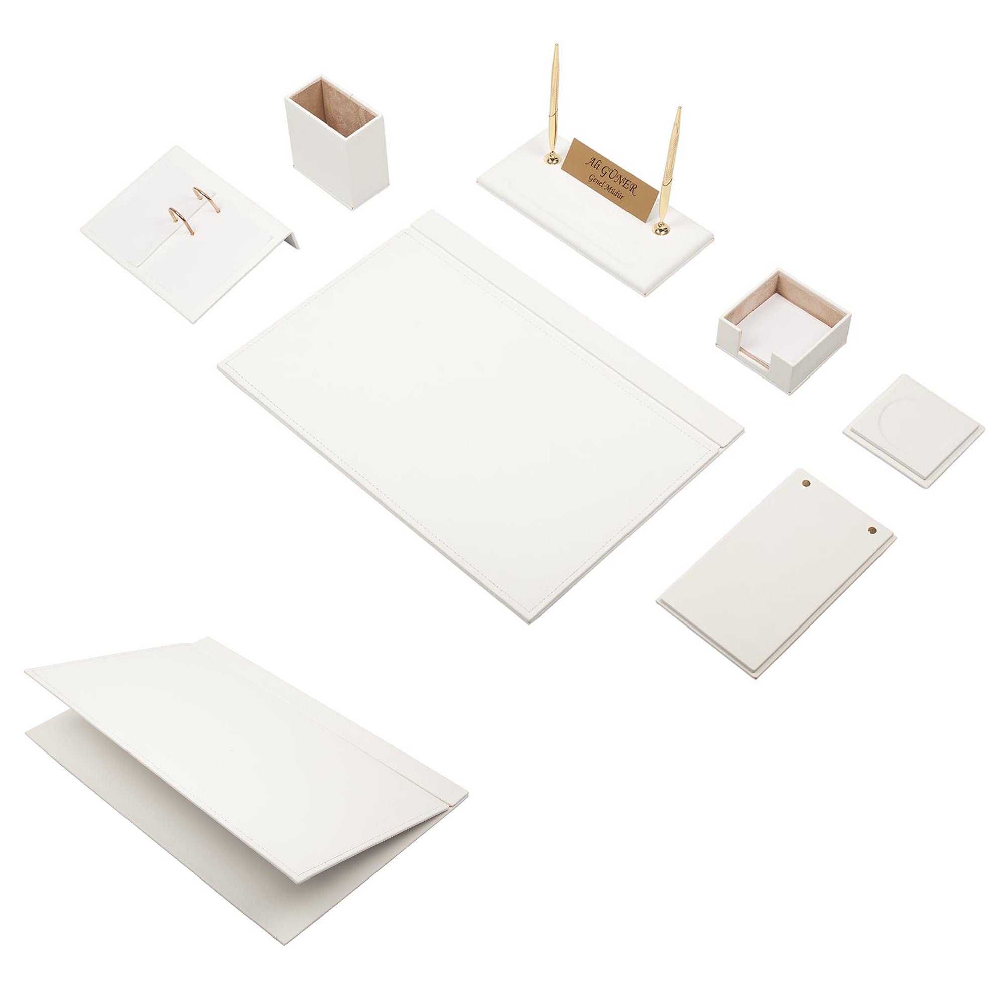MOOG Leather Desk Set -  Pink - 9 PCS Moogdesk