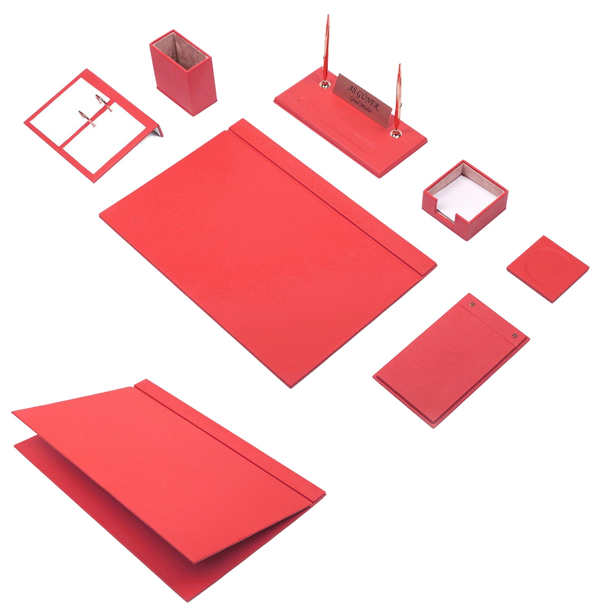 MOOG Leather Desk Set -  Pink - 9 PCS Moogdesk