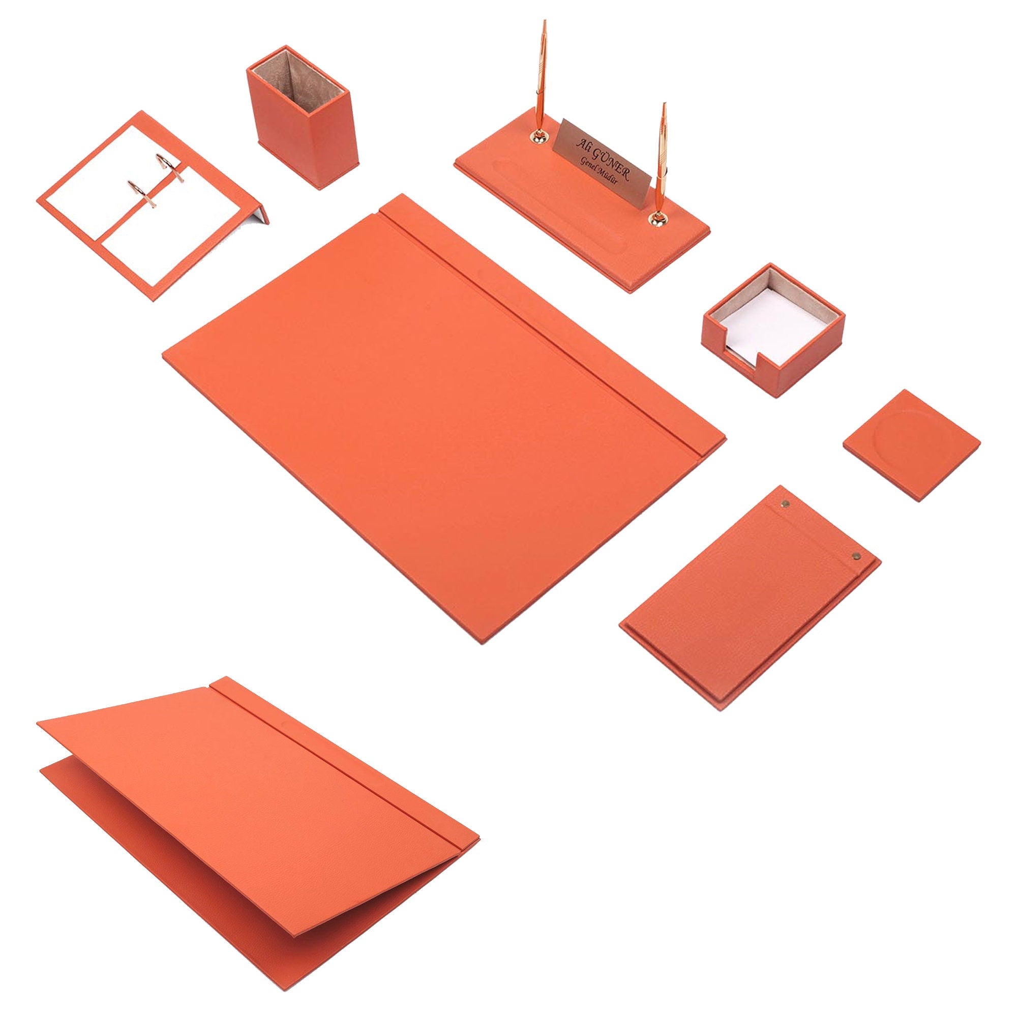 MOOG Leather Desk Set -  Pink - 9 PCS Moogdesk