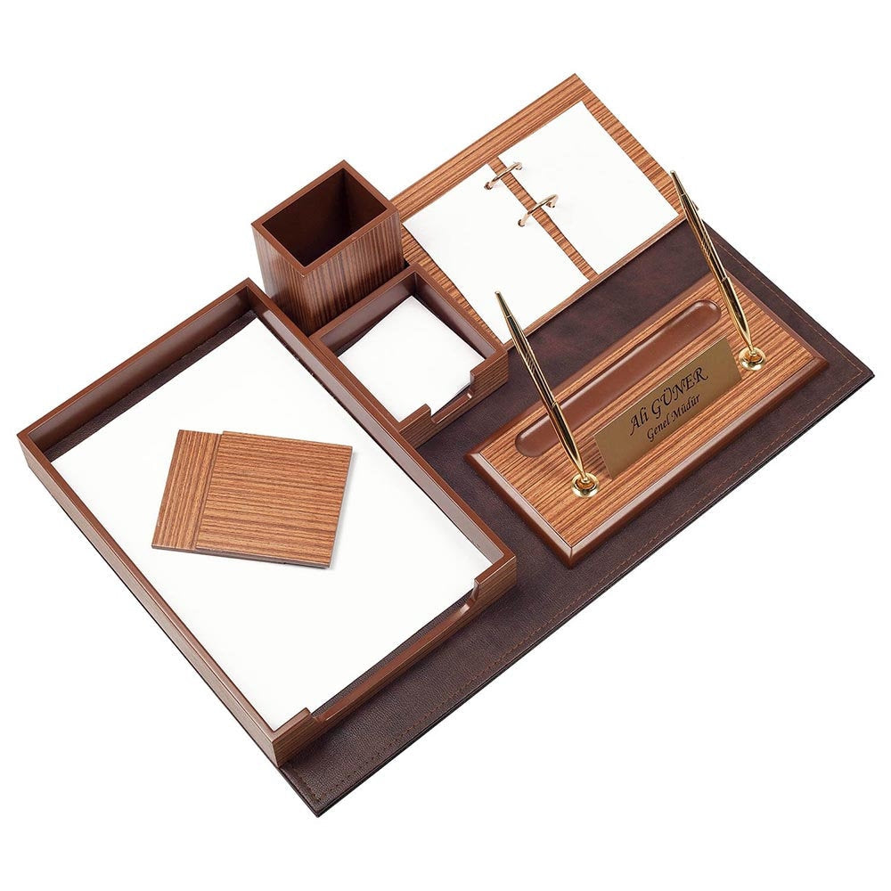 MOOG Zebrona Leather Desk Organizer Set- 11 PCS Moogdesk