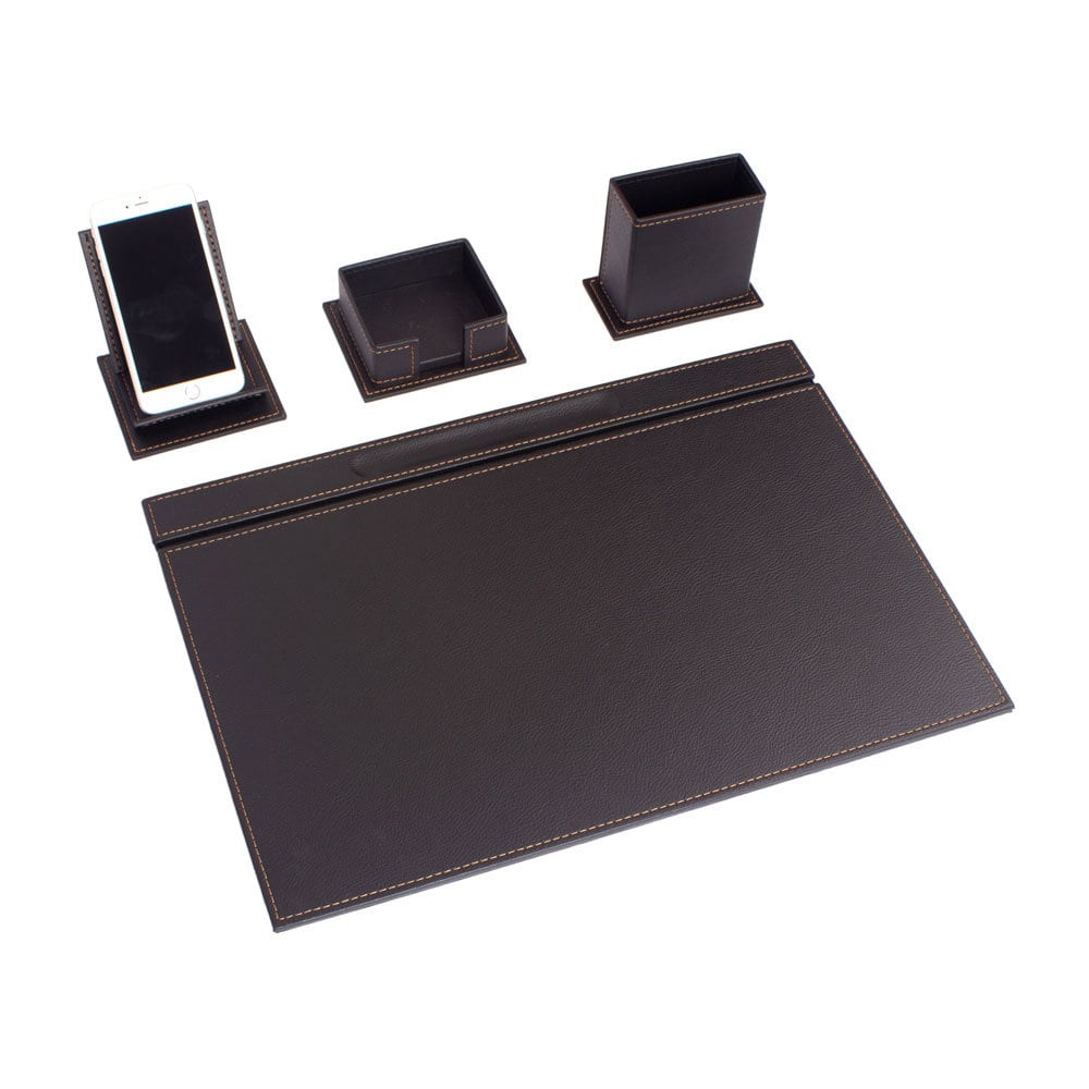 MOOG Luxury Desk Set-4 Accessories- Brown - 4 PCS Moogdesk
