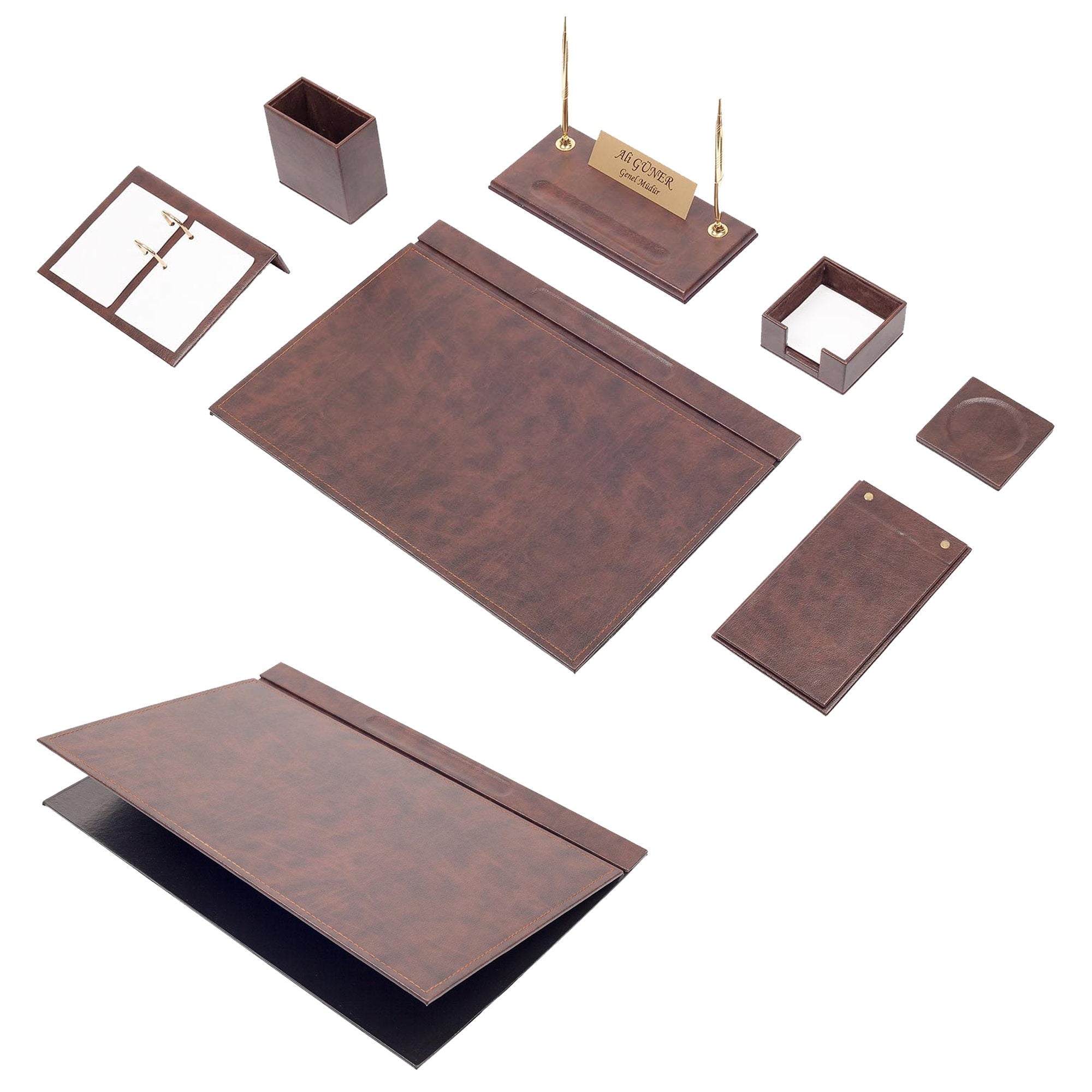MOOG Leather Desk Set -  Pink - 9 PCS Moogdesk