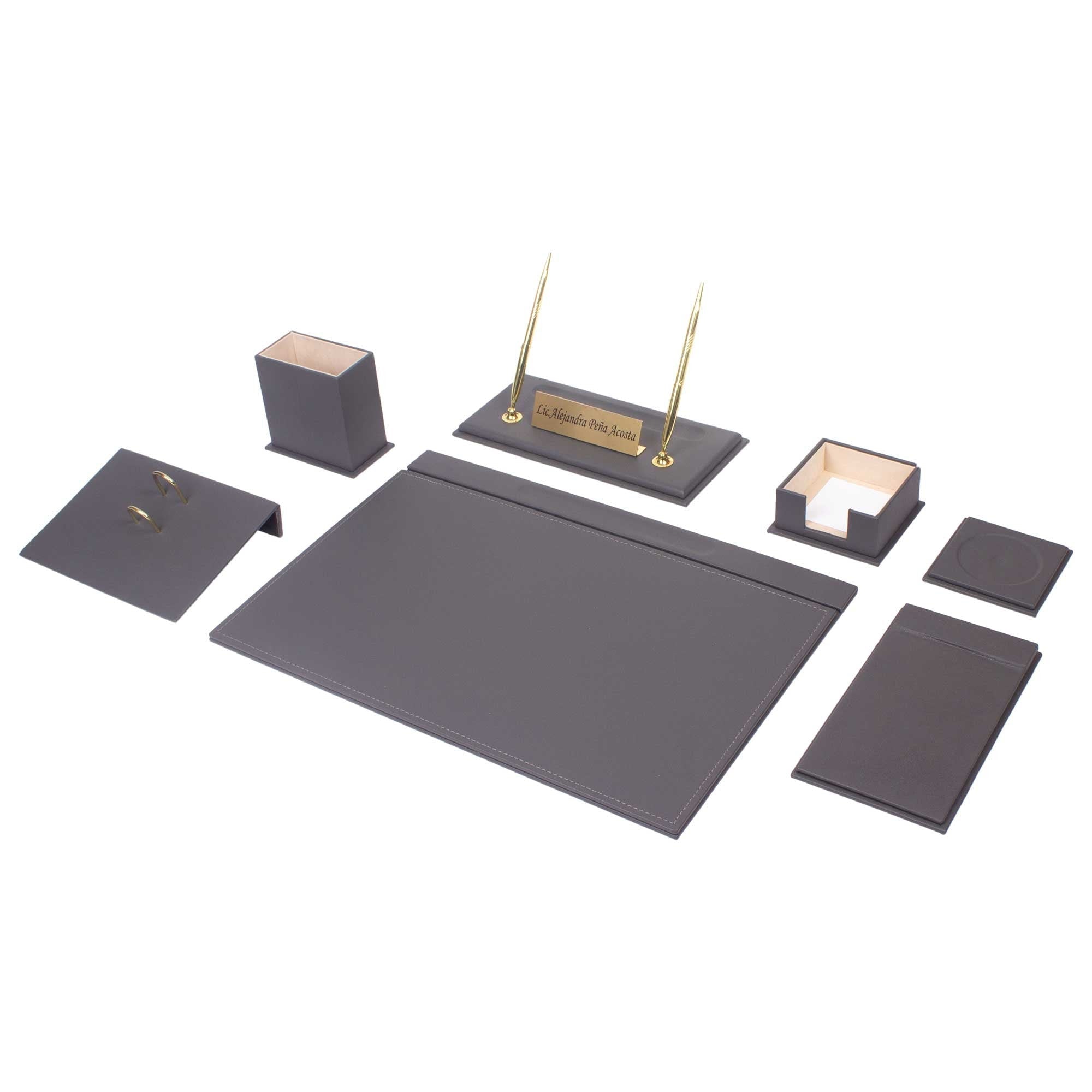 MOOG Leather Desk Set -  Pink - 9 PCS Moogdesk