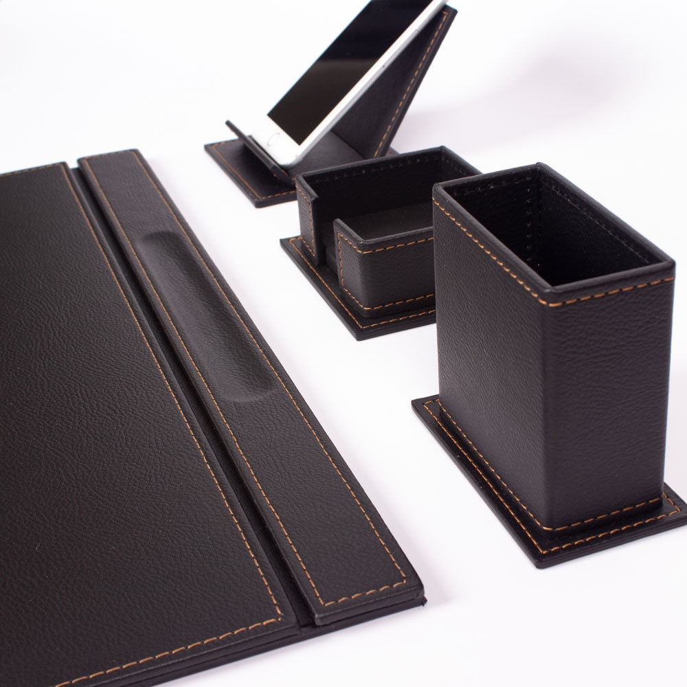 MOOG Luxury Desk Set-4 Accessories- Brown - 4 PCS Moogdesk