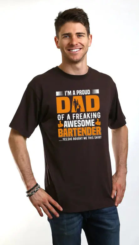 I'm a Proud Dad Men's Bamboo Viscose/Organic Cotton Short Sleeve Graphic T-Shirt Spun Bamboo