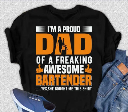 I'm a Proud Dad Men's Bamboo Viscose/Organic Cotton Short Sleeve Graphic T-Shirt Spun Bamboo