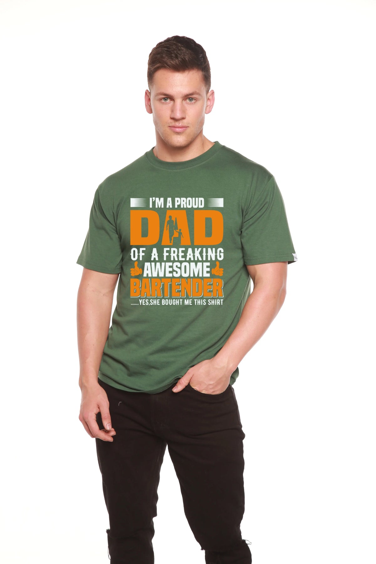 I'm a Proud Dad Men's Bamboo Viscose/Organic Cotton Short Sleeve Graphic T-Shirt Spun Bamboo