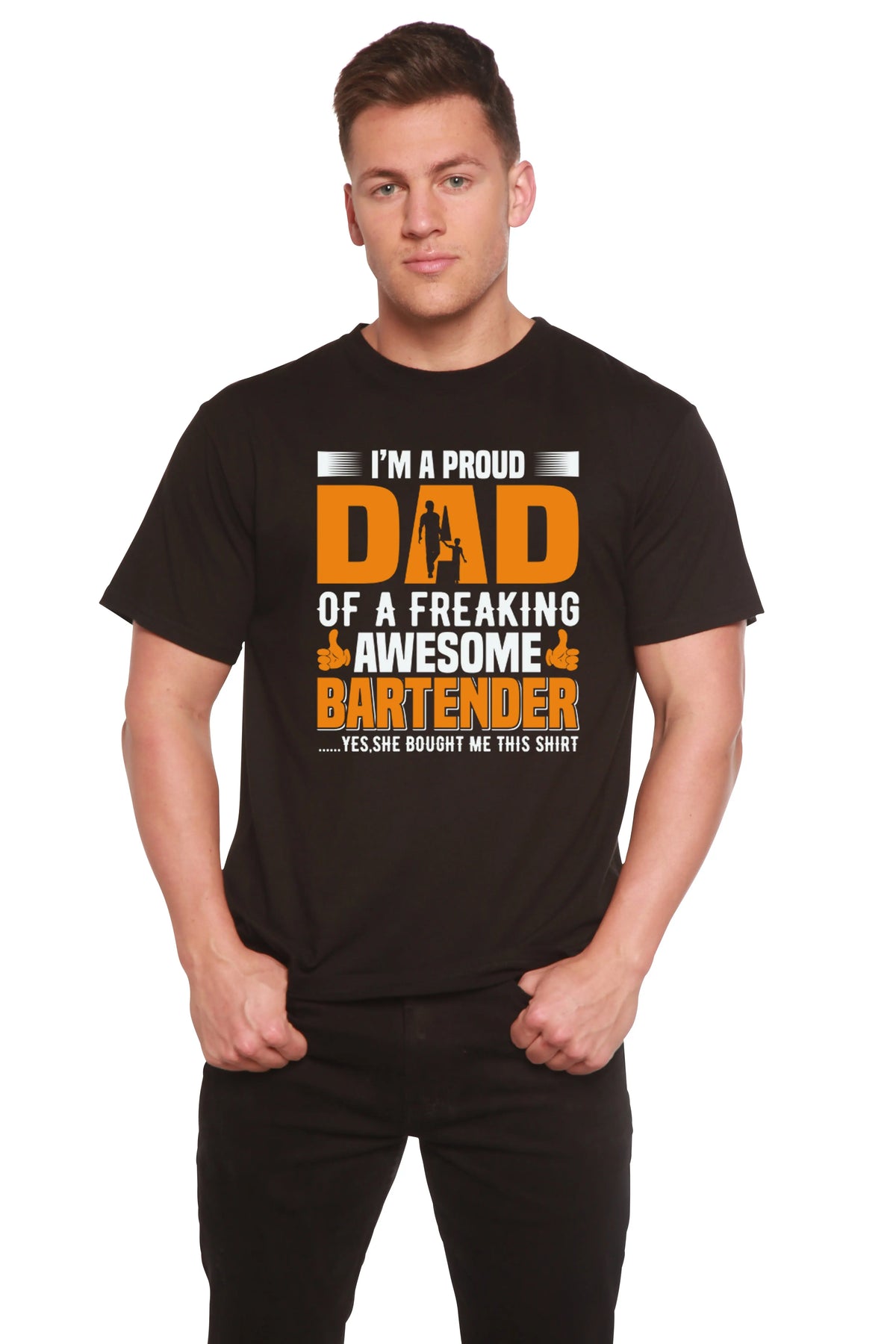 I'm a Proud Dad Men's Bamboo Viscose/Organic Cotton Short Sleeve Graphic T-Shirt Spun Bamboo