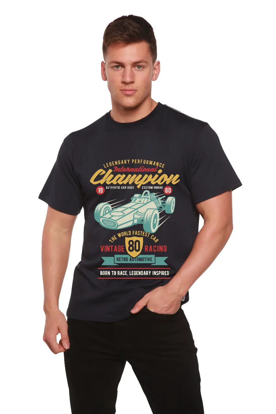 International Champion Men's Bamboo Viscose/Organic Cotton Short Sleeve Graphic T-Shirt Spun Bamboo
