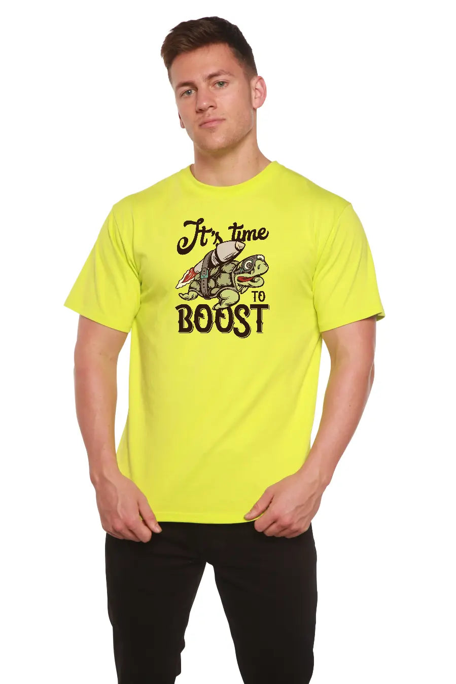 It`s time to BOOST Men's Bamboo Viscose/Organic Cotton Short Sleeve Graphic T-Shirt Spun Bamboo