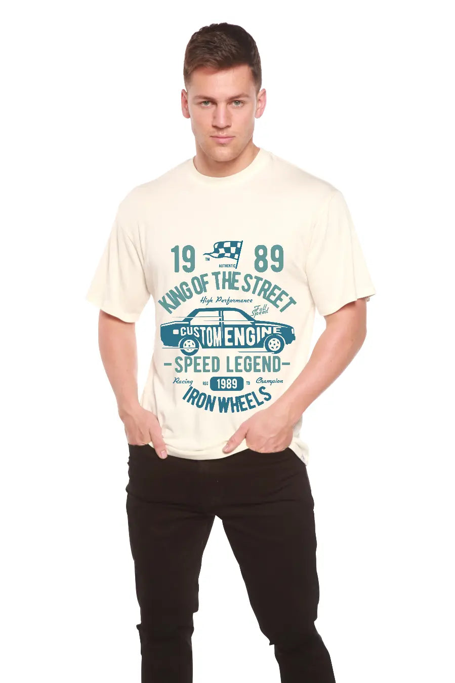 King Of The Street Men's Bamboo Viscose/Organic Cotton Short Sleeve Graphic T-Shirt Spun Bamboo