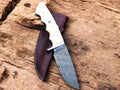 Custom Handmade Damascus Skinning Knife – Bone Handle Damascus Knife Store