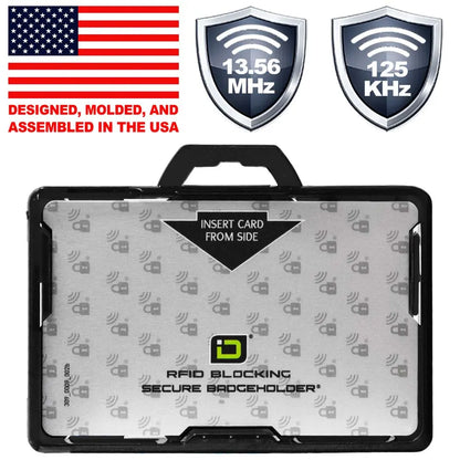 Secure Badge Holder BloxProx ™ Lite LANDSCAPE - Protects 125Khz HID Prox - 1 ID Card Holder ID Stronghold