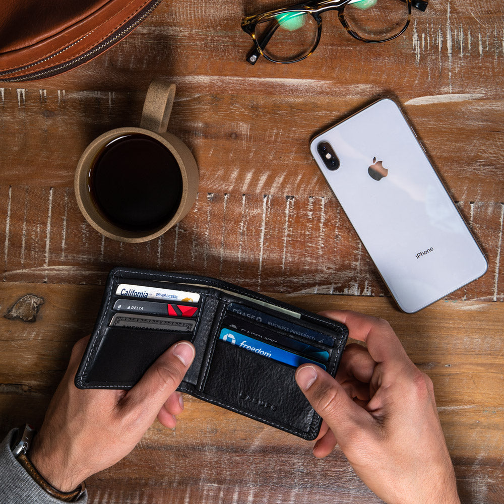Large Billfold Wallet with RFID protection - Black CASUPO