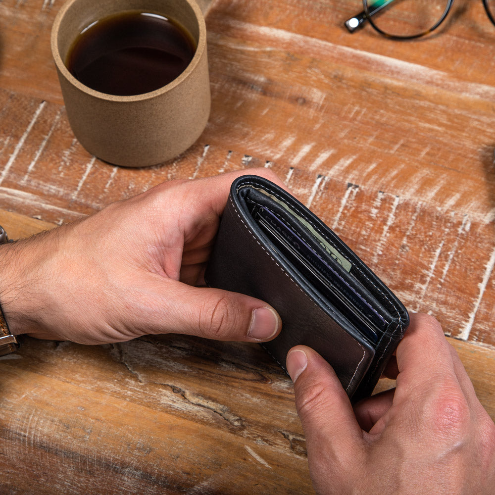 Large Billfold Wallet with RFID protection - Black CASUPO