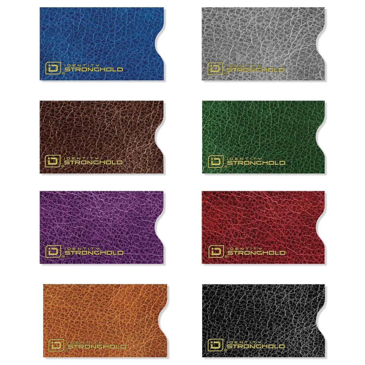 RFID Blocking Credit Card Sleeves - Leather Look 8 Pack ID Stronghold