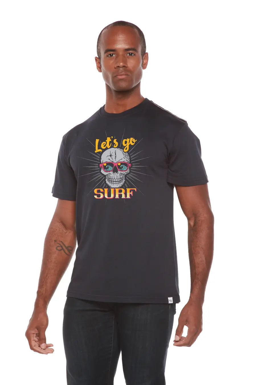 Let`s go SURF Men's Bamboo Viscose/Organic Cotton Short Sleeve Graphic T-Shirt Spun Bamboo