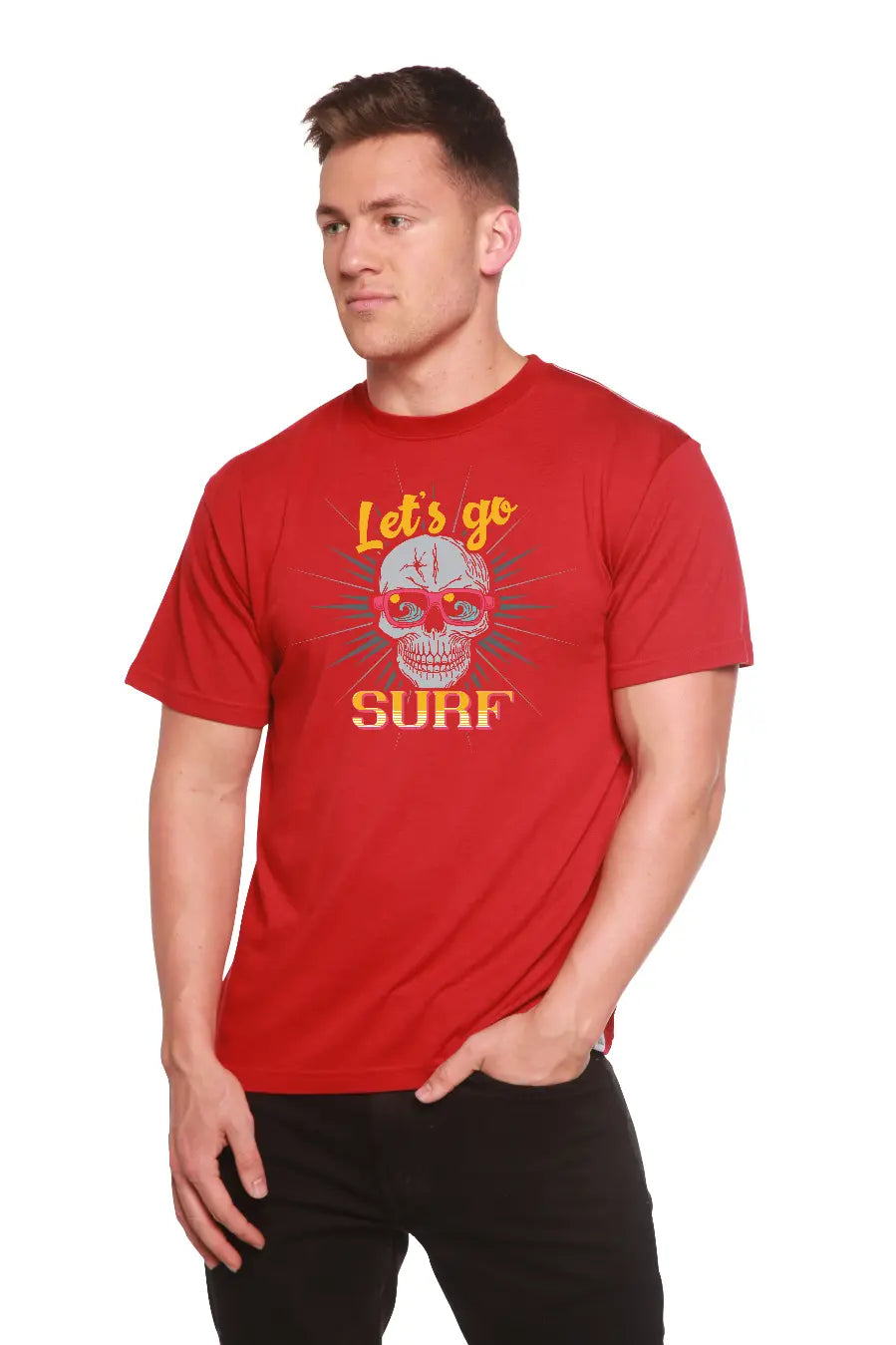 Let`s go SURF Men's Bamboo Viscose/Organic Cotton Short Sleeve Graphic T-Shirt Spun Bamboo