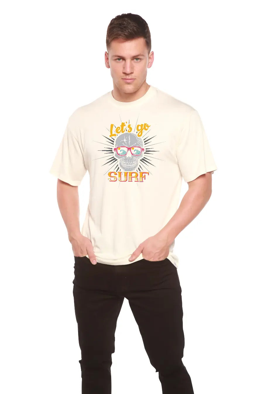 Let`s go SURF Men's Bamboo Viscose/Organic Cotton Short Sleeve Graphic T-Shirt Spun Bamboo