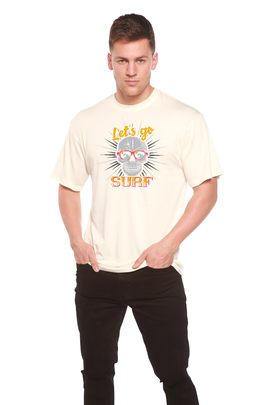 Let`s go SURF Men's Bamboo Viscose/Organic Cotton Short Sleeve Graphic T-Shirt Spun Bamboo