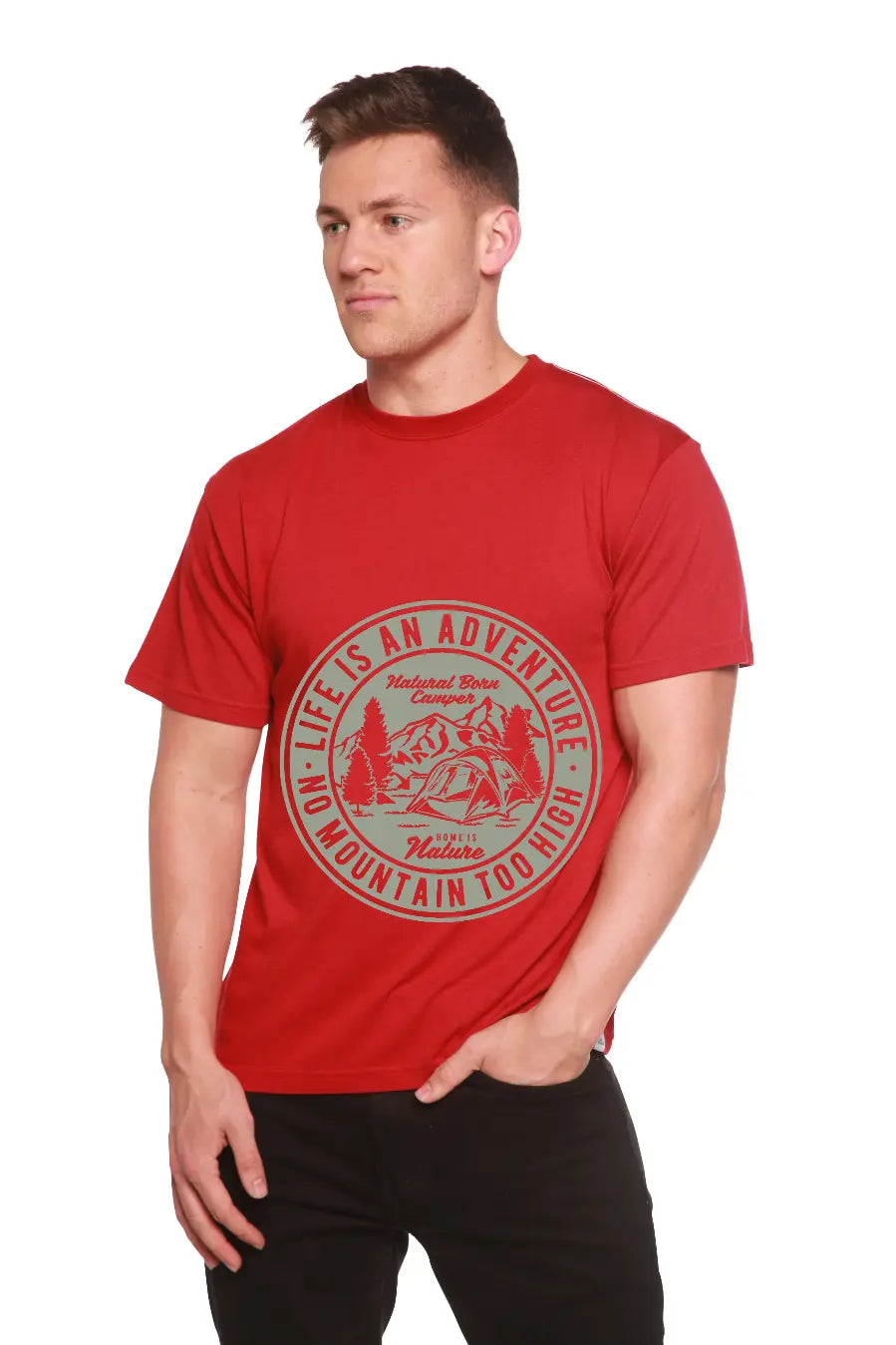 Life Is An Adventure Men's Bamboo Viscose/Organic Cotton Short Sleeve Graphic T-Shirt Spun Bamboo