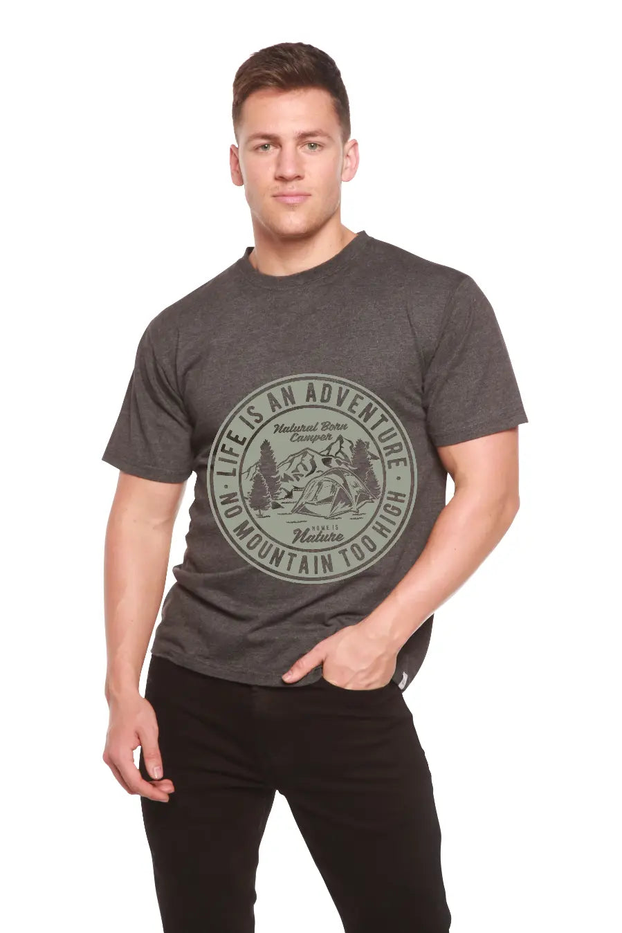Life Is An Adventure Men's Bamboo Viscose/Organic Cotton Short Sleeve Graphic T-Shirt Spun Bamboo