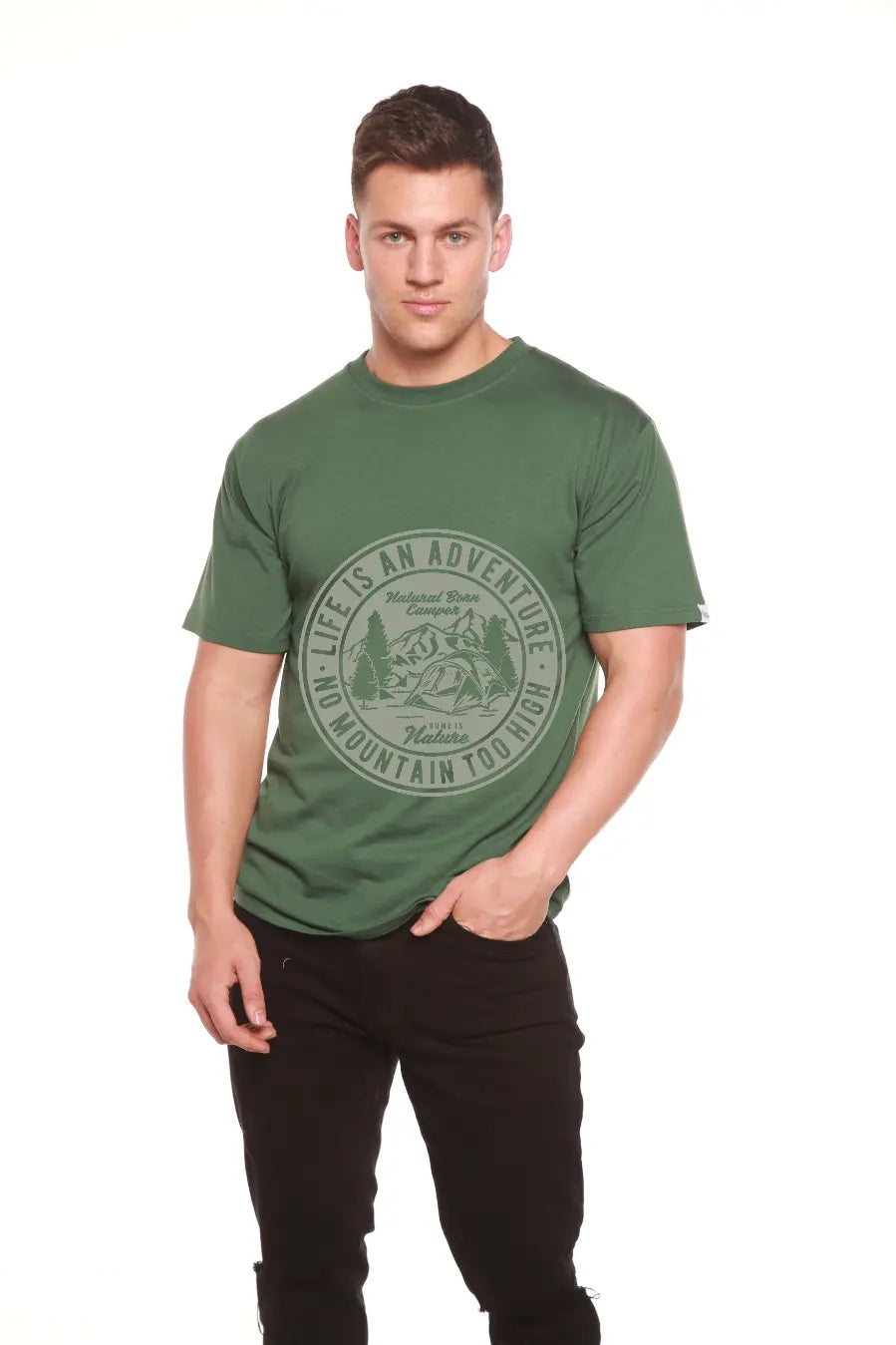 Life Is An Adventure Men's Bamboo Viscose/Organic Cotton Short Sleeve Graphic T-Shirt Spun Bamboo