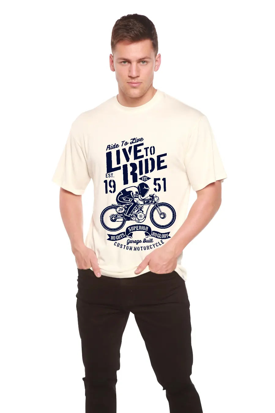 Live To Ride Men's Bamboo Viscose/Organic Cotton Short Sleeve Graphic T-Shirt Spun Bamboo