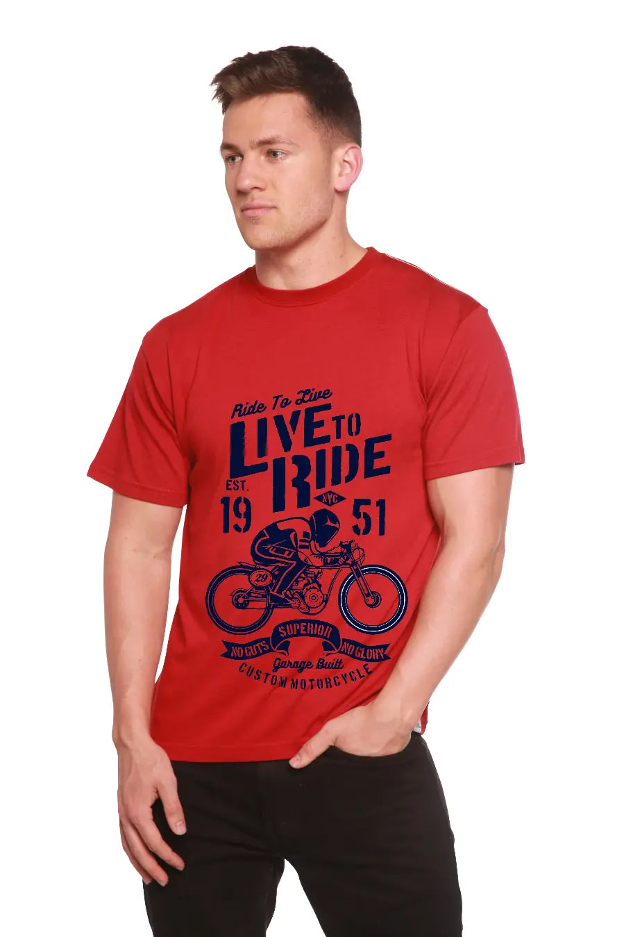 Live To Ride Men's Bamboo Viscose/Organic Cotton Short Sleeve Graphic T-Shirt Spun Bamboo