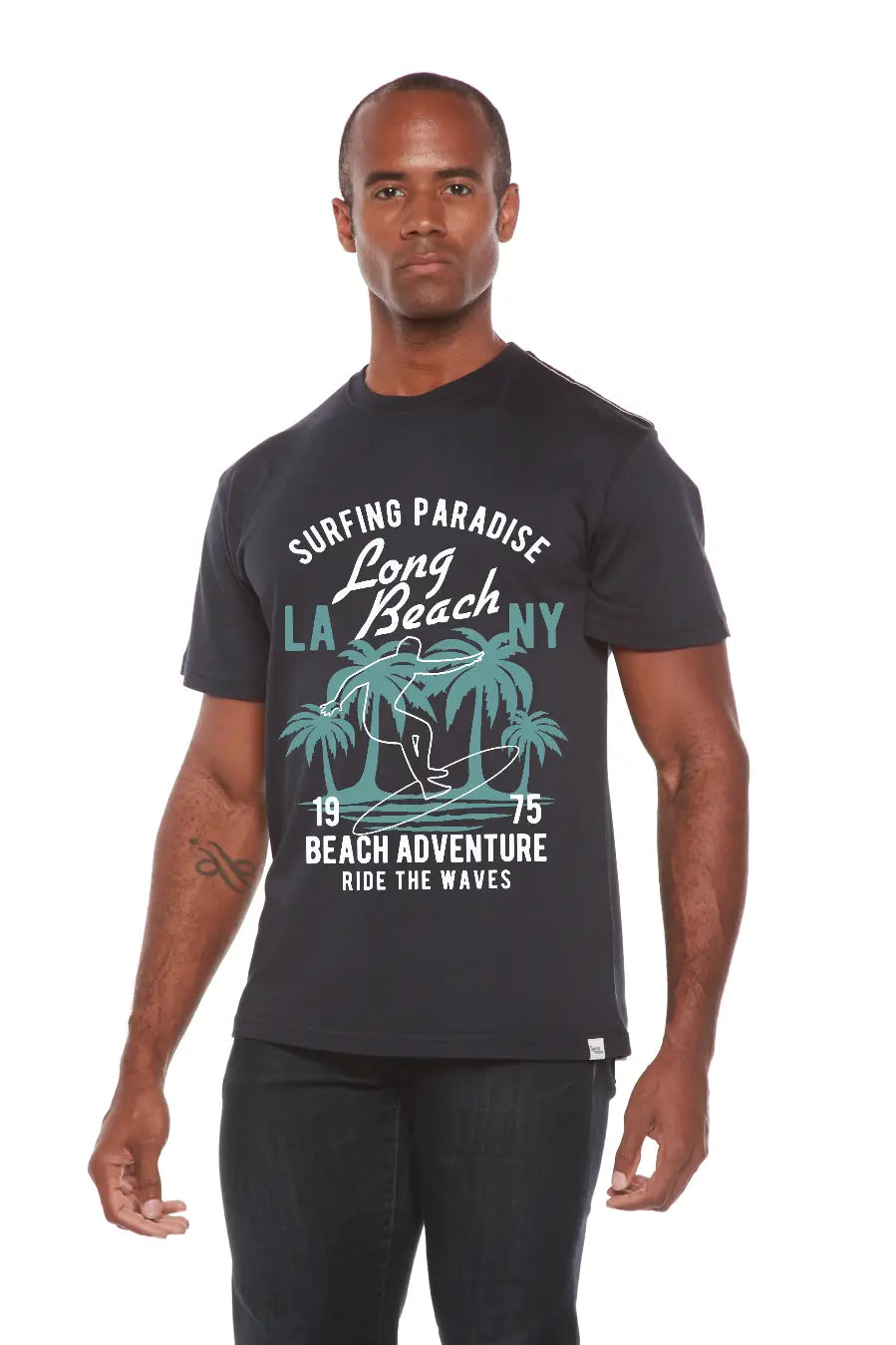 Long Beach Men's Bamboo Viscose/Organic Cotton Short Sleeve Graphic T-Shirt Spun Bamboo