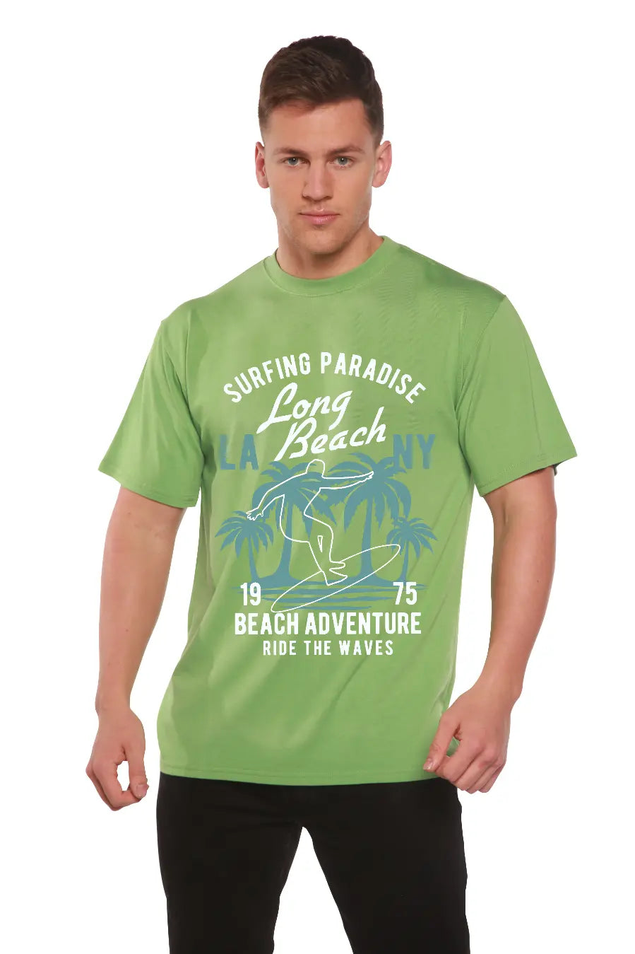 Long Beach Men's Bamboo Viscose/Organic Cotton Short Sleeve Graphic T-Shirt Spun Bamboo