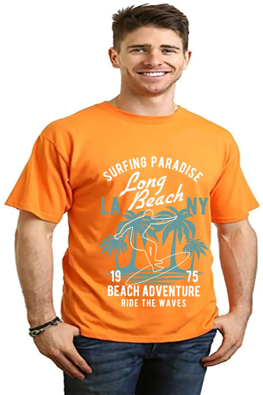 Long Beach Men's Bamboo Viscose/Organic Cotton Short Sleeve Graphic T-Shirt Spun Bamboo