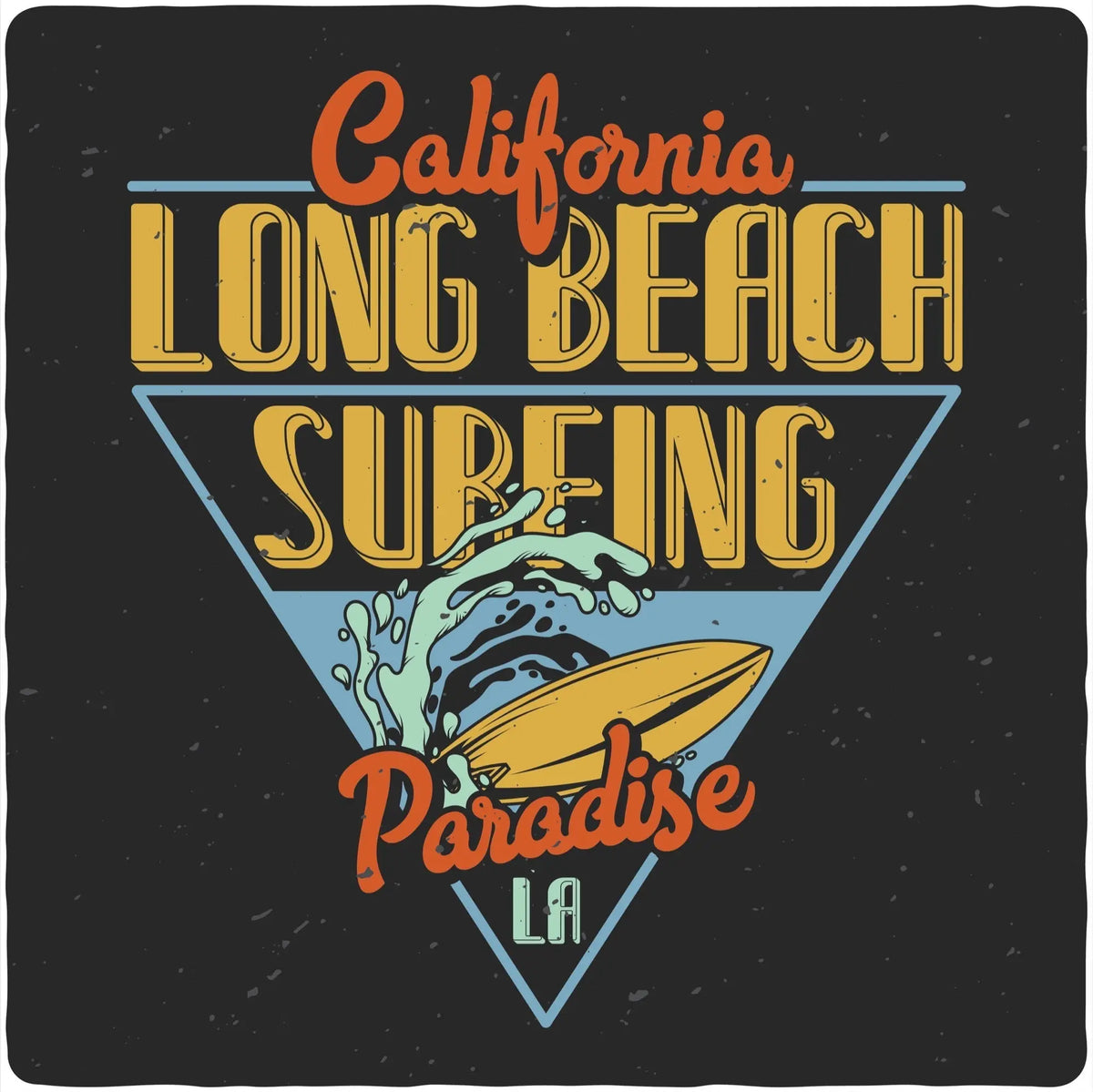 Long Beach Surfing Printed Men's Bamboo Viscose/Organic Cotton Short Sleeve Graphic T-Shirt Spun Bamboo