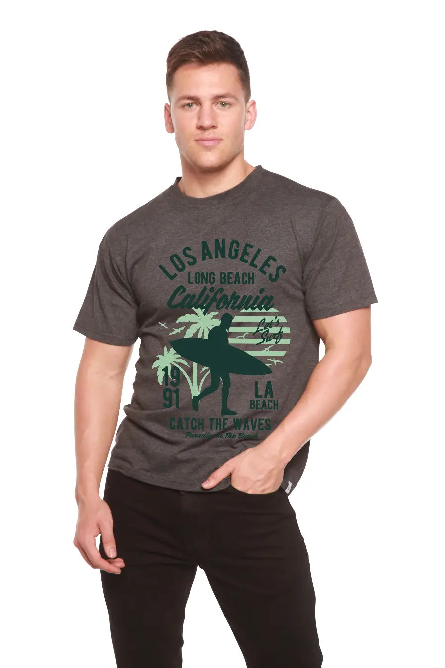 Los Angeles Men's Bamboo Viscose/Organic Cotton Short Sleeve Graphic T-Shirt Spun Bamboo