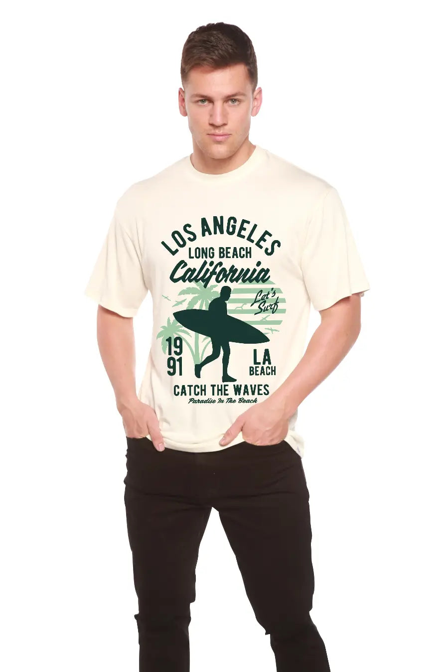Los Angeles Men's Bamboo Viscose/Organic Cotton Short Sleeve Graphic T-Shirt Spun Bamboo