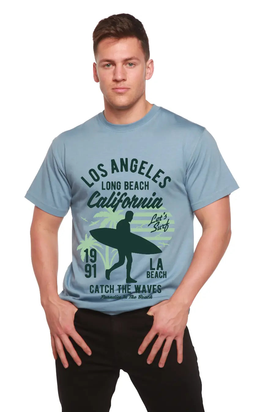 Los Angeles Men's Bamboo Viscose/Organic Cotton Short Sleeve Graphic T-Shirt Spun Bamboo