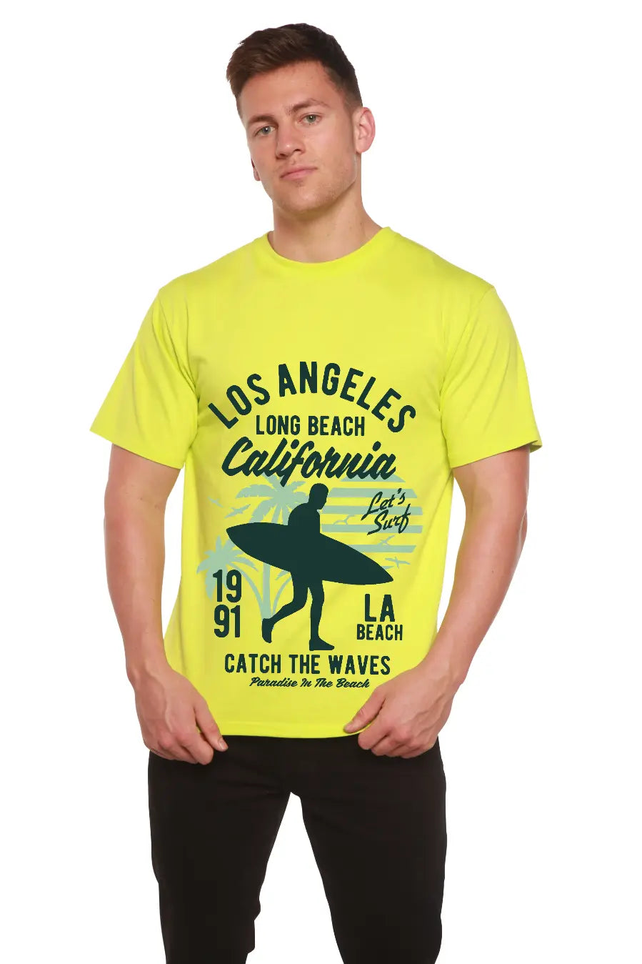 Los Angeles Men's Bamboo Viscose/Organic Cotton Short Sleeve Graphic T-Shirt Spun Bamboo
