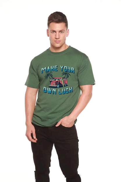 Make your own luck Men's Bamboo Viscose/Organic Cotton Short Sleeve Graphic T-Shirt Spun Bamboo
