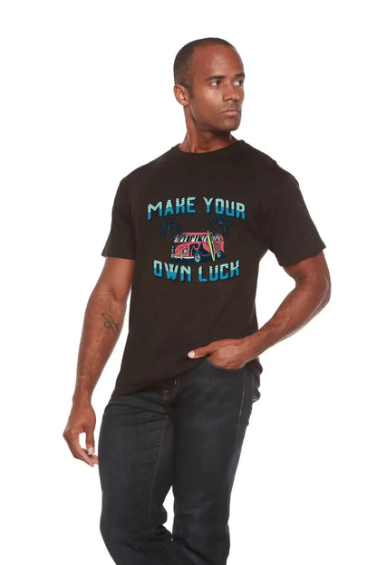 Make your own luck Men's Bamboo Viscose/Organic Cotton Short Sleeve Graphic T-Shirt Spun Bamboo