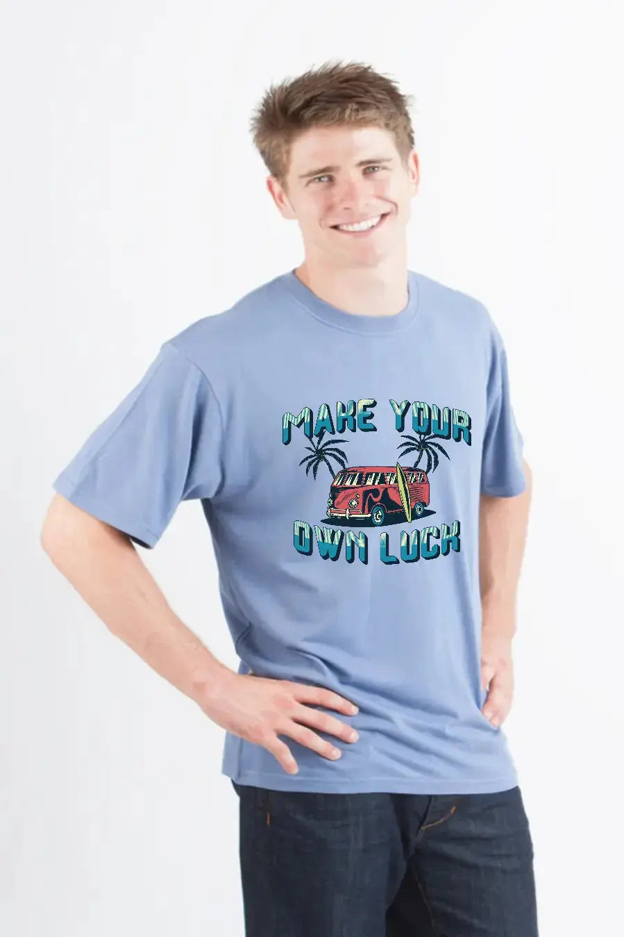 Make your own luck Men's Bamboo Viscose/Organic Cotton Short Sleeve Graphic T-Shirt Spun Bamboo