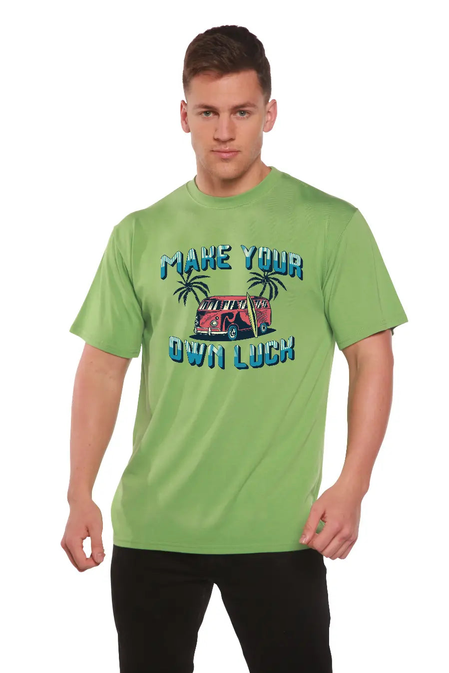 Make your own luck Men's Bamboo Viscose/Organic Cotton Short Sleeve Graphic T-Shirt Spun Bamboo