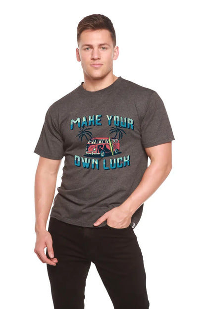 Make your own luck Men's Bamboo Viscose/Organic Cotton Short Sleeve Graphic T-Shirt Spun Bamboo