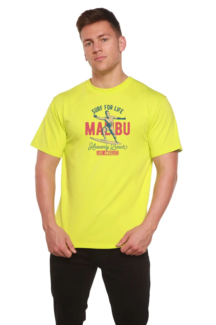 MALIBU Men's Bamboo Viscose/Organic Cotton Short Sleeve Graphic T-Shirt Spun Bamboo