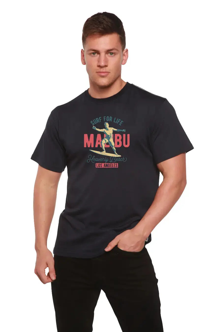 MALIBU Men's Bamboo Viscose/Organic Cotton Short Sleeve Graphic T-Shirt Spun Bamboo
