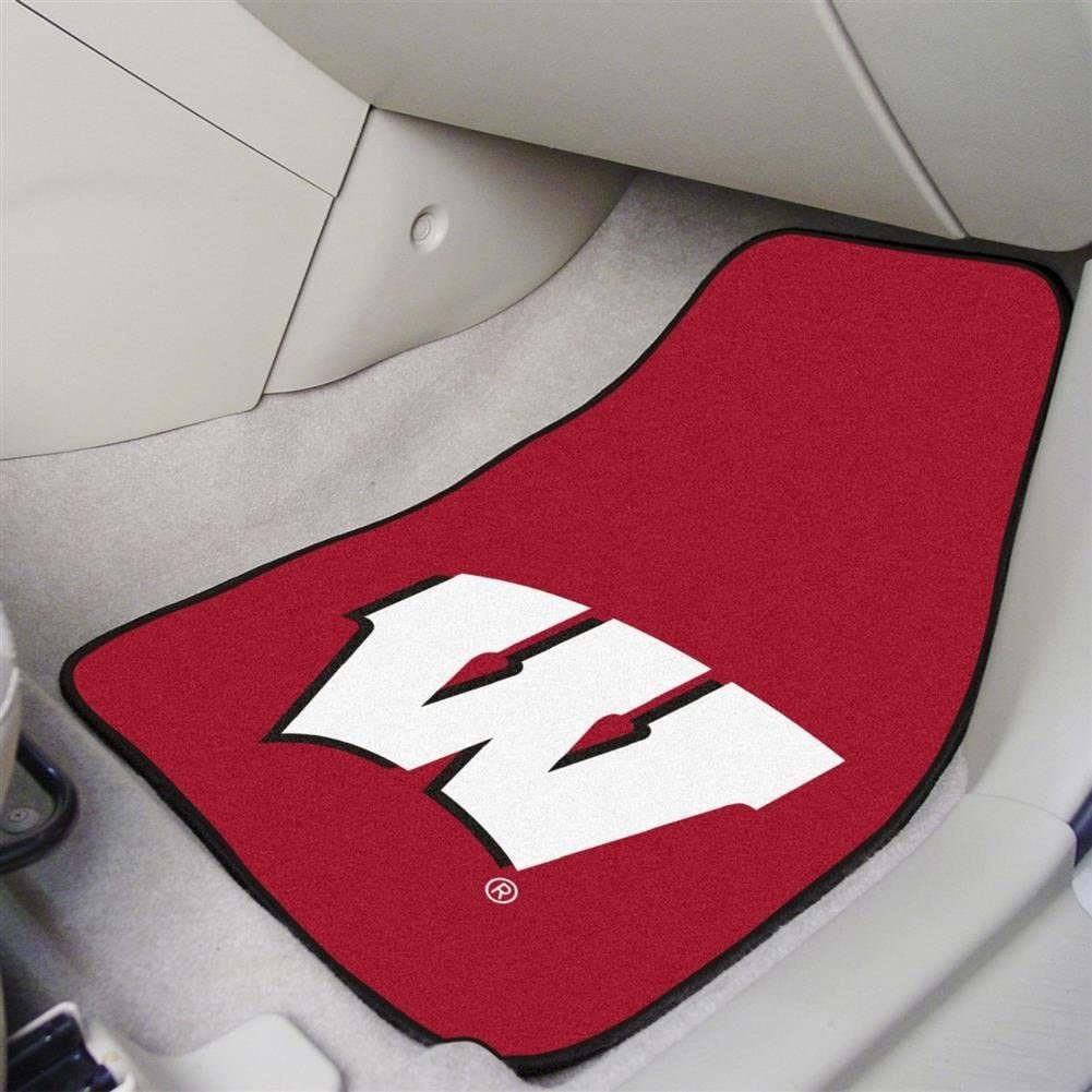 University of Wisconsin Badgers Front Floor Mats, Carpet Car Set, 18x27 Inch, Nylon, Set of 2 Fielders Choice