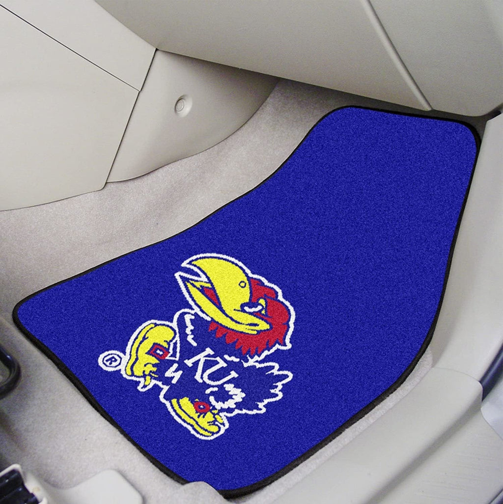 University of Kansas Jayhawks Front Floor Mats, Carpet Car Set, 18x27 Inch, Nylon, Set of 2 Fielders Choice